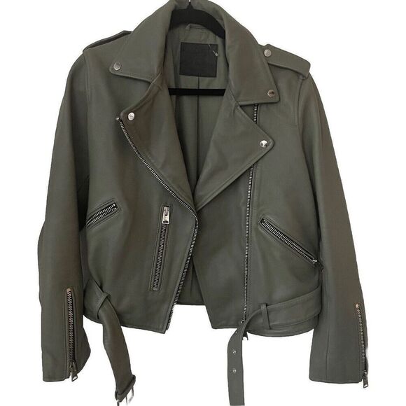 New ALLSAINTS Balfern Leather Biker Jacket in  Size US 10/ UK 14 $529 - Picture 4 of 6